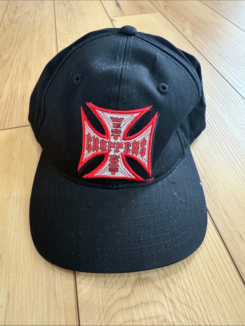 Black Cap with Red & White Cross Patch - Men's Hat